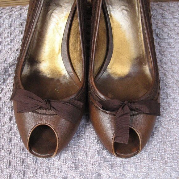 Miu Miu Brown Leather Wedge Shoes - Picture 9 of 11